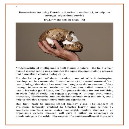 Researchers are using Darwin’s theories to evolve AI, so only the strongest a...