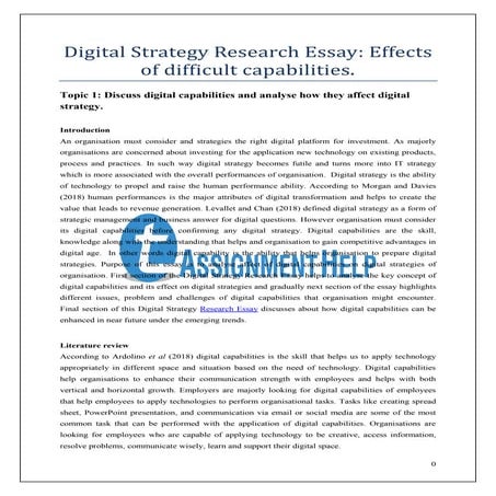 Digital Strategy Research Essay: Effects of difficult capabilities