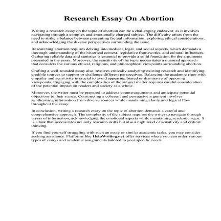 Research Essay On Abortion. Washington County Community College | PDF