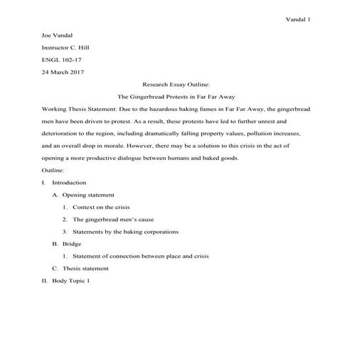 Research essay outlines formatting example