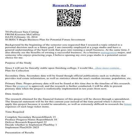 Research Essay Proposal Sample