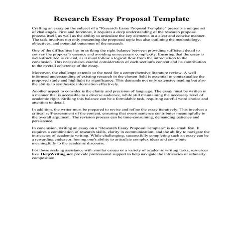 Research Essay Proposal Template. Understanding What a Thesis Proposal is and How to Write it