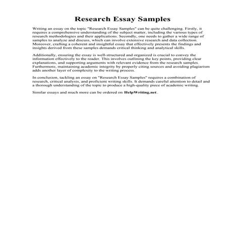 Research Essay Samples. Example Of Introduction In Research Paper Pdf ...