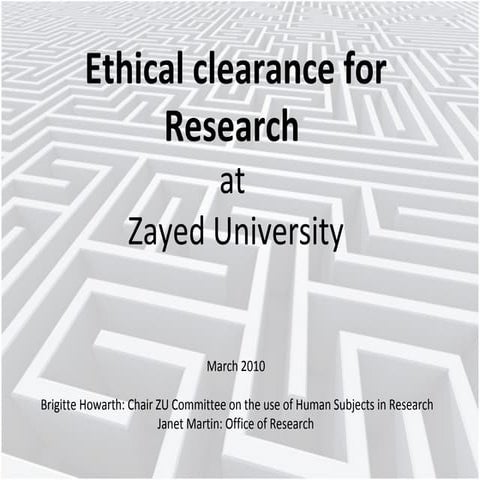 Research Ethical Clearance 2010