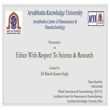 Scientific Research And Ethics by Manu Shreshtha