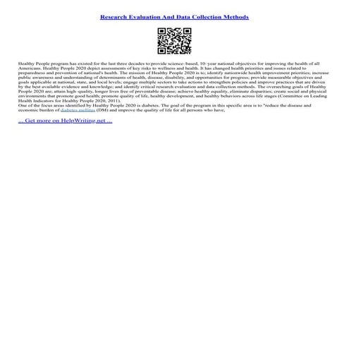 Research Evaluation And Data Collection Methods
