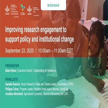 Improving Research Engagement to Support Policy and Institutional Change