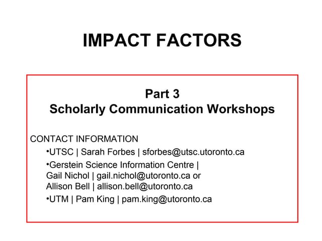 Research impact 2013 jan