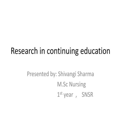 Research in continuing education