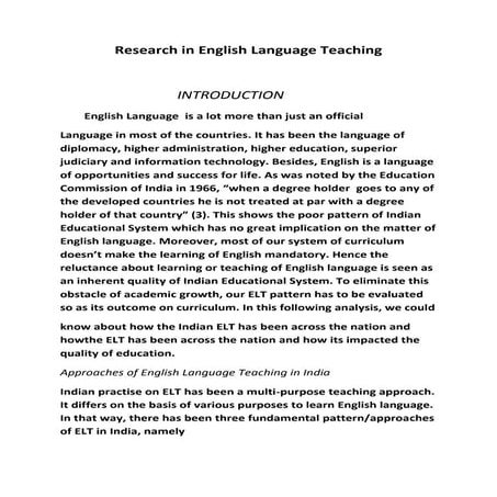 Research in english language teaching
