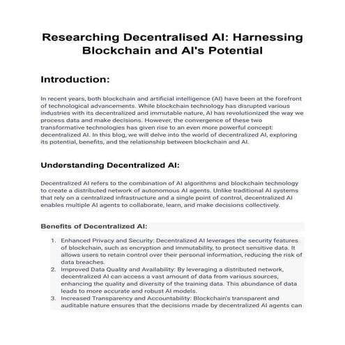 Researching Decentralised AI_ Harnessing Blockchain and AI's Potential.pdf
