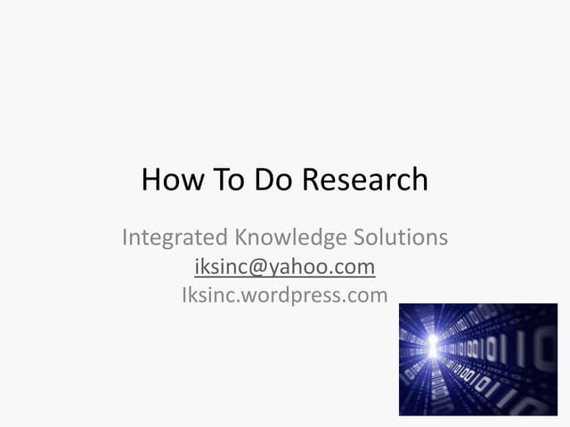 How to Do Research: Seven Steps to Successful Research
