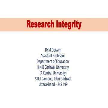 Research Integrity and Publication Ethics