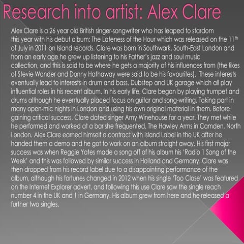 Research into artist