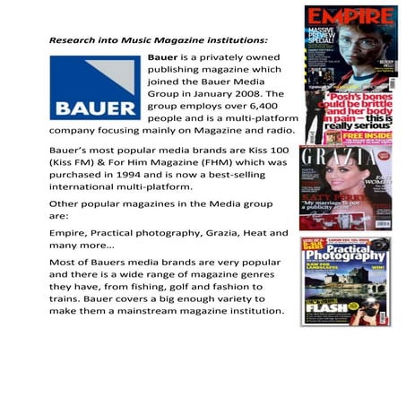 Research into music magazine institutions  