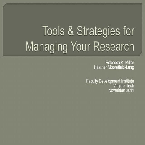 Research management tools
