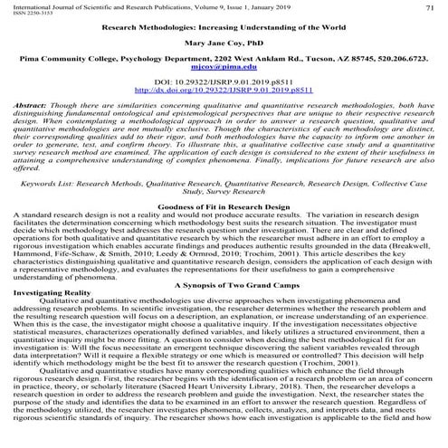 Research methodologies increasing understanding of the world