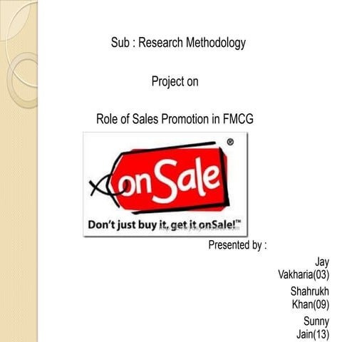 role of sales promotion in FMCG Sector (Bathing Soaps)