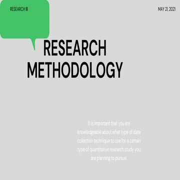 Research methodology I Quantitative Research 