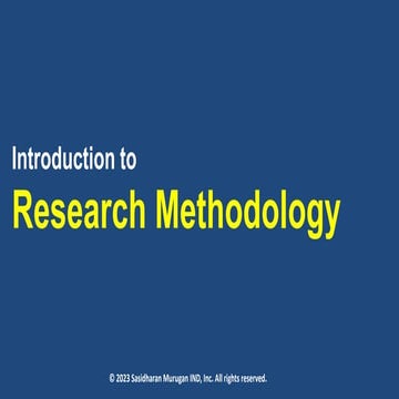 Introduction to Research Methodology