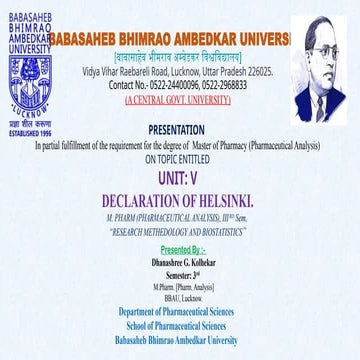 Research Methodology_UNIT_V_Declaration of Helsinki M. Pharm (IIIrd Sem.).pptx