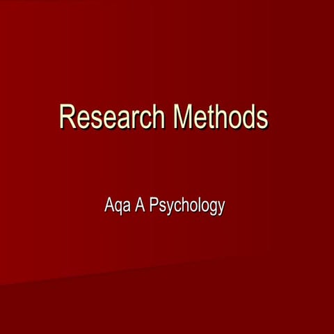 Research methods revision for AS AQA A Psychology 2014+