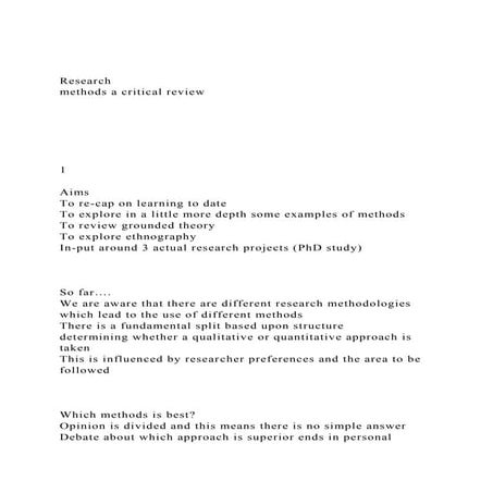 Research methods a critical review1AimsTo .docx