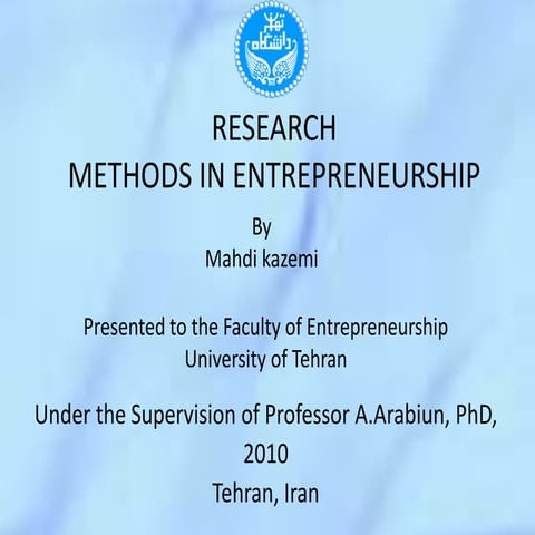 Research methods in entrepreneurship