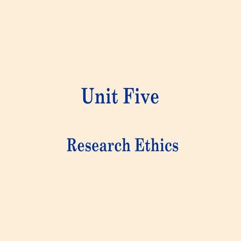 Research Method Unit 5.ppt: Lecture for Graduate students | PPT
