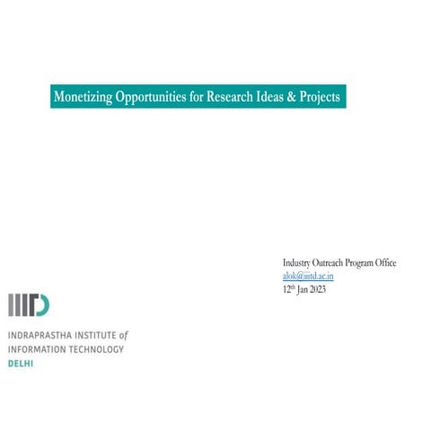 Research Monetization  - Evaluating Technology Readiness (TRL)