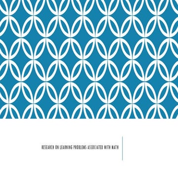 Research on learning problems associated with math