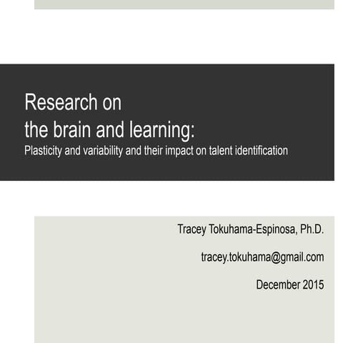 Research on the Brain and Learning by Tracey Tokuhama-2015