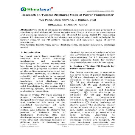 Research on typical discharge mode of power transformer (www.himalayal.com)