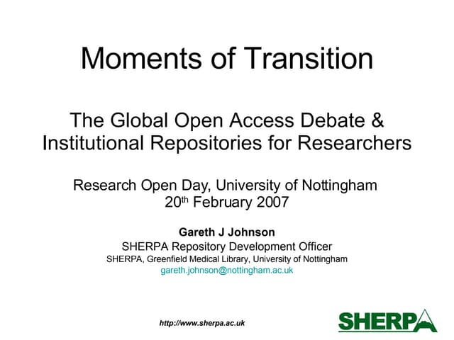Moments of Transition: The Global Open Access Debate & Institutional Reposito...