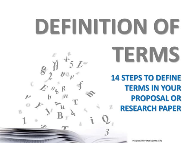 Research or Proposal Writing - DEFINITION OF TERMS