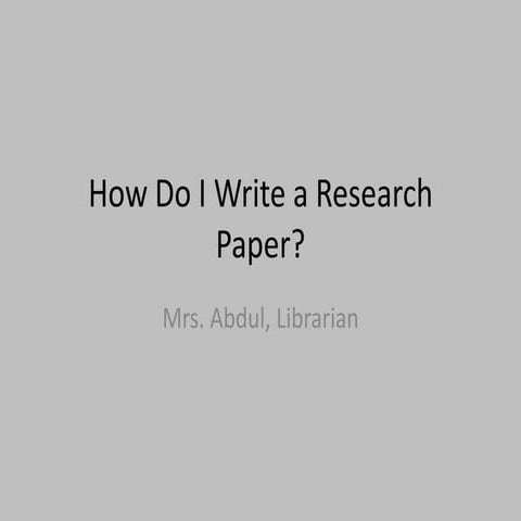 Writing a Research Paper