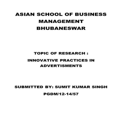 Innovation practice in advertisement 