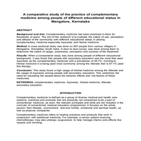 A comparative study of the practice of complementary medicine among ...