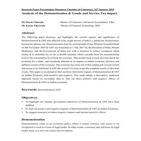 Research Paper- Demonetization