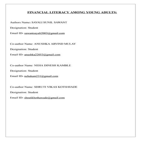 Financial Literacy Among the Senior High School Students: Basis for ...