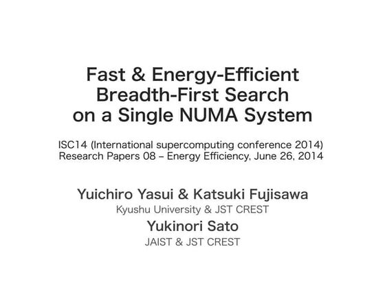 Fast & Energy-Efficient Breadth-First Search on a Single NUMA System