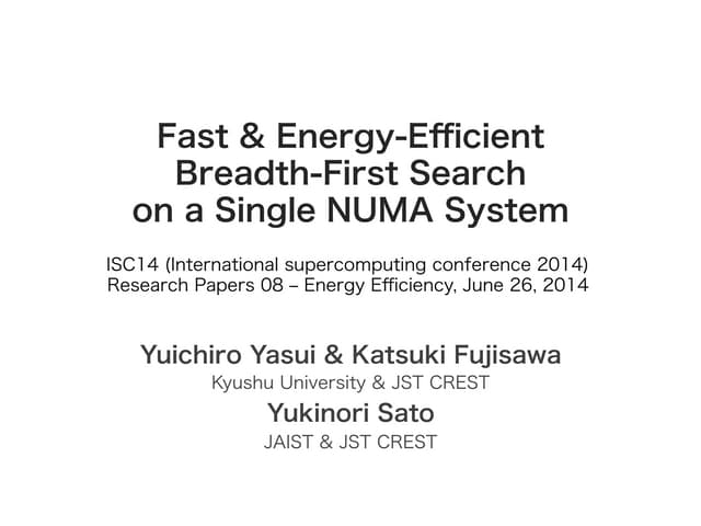 Fast & Energy-Efficient Breadth-First Search on a Single NUMA System