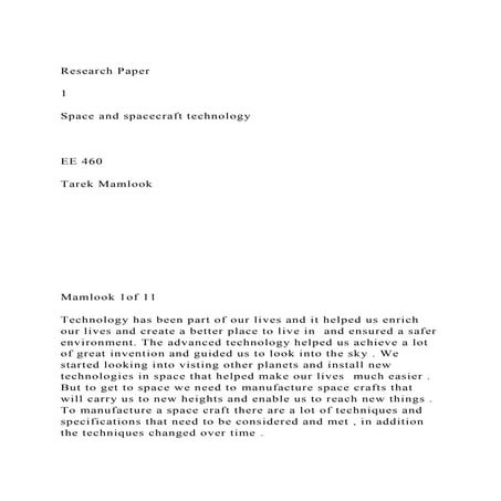 Research Paper1Space and spacecraft technology EE .docx