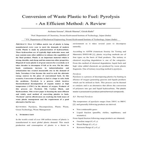Conversion of Waste Plastic to Fuel by Hitesh Sharma