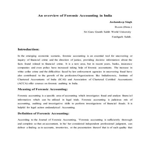 Research paper forensic accounting