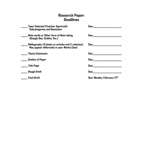 Research paper guidelines and deadlines | DOC