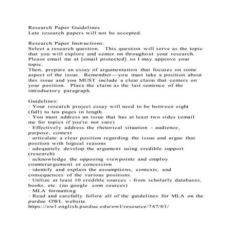 Research paper guidelines late research papers will not be accepted