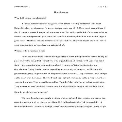 Research paper homelessness | DOCX