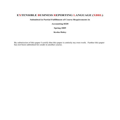 Accounting Information Systems - XBRL Research Paper