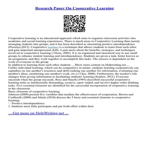 Research Paper On Cooperative Learning | PDF